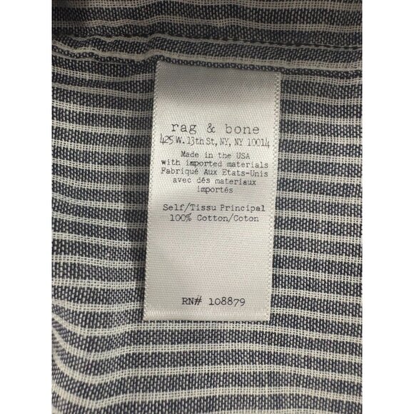 RAG & BONE striped classic fit beach Shirt size S color Black NWT made in USA - Picture 4 of 8